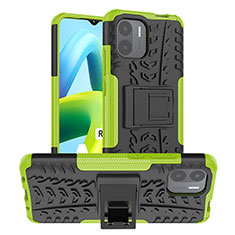 Silicone Matte Finish and Plastic Back Cover Case with Stand JX1 for Xiaomi Poco C50 Green
