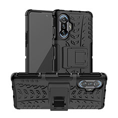 Silicone Matte Finish and Plastic Back Cover Case with Stand JX1 for Xiaomi Poco F3 GT 5G Black