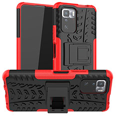 Silicone Matte Finish and Plastic Back Cover Case with Stand JX1 for Xiaomi Poco X3 GT 5G Red