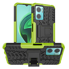 Silicone Matte Finish and Plastic Back Cover Case with Stand JX1 for Xiaomi Redmi 10 5G Green