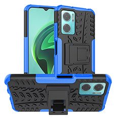 Silicone Matte Finish and Plastic Back Cover Case with Stand JX1 for Xiaomi Redmi 10 Prime Plus 5G Blue