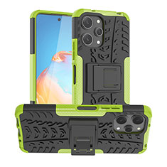 Silicone Matte Finish and Plastic Back Cover Case with Stand JX1 for Xiaomi Redmi 12 4G Green