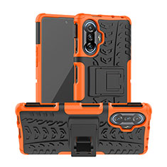 Silicone Matte Finish and Plastic Back Cover Case with Stand JX1 for Xiaomi Redmi K40 Gaming 5G Orange