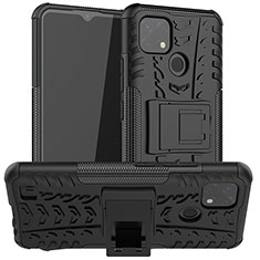 Silicone Matte Finish and Plastic Back Cover Case with Stand JX2 for Realme C11 (2021) Black