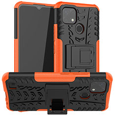 Silicone Matte Finish and Plastic Back Cover Case with Stand JX2 for Realme C11 (2021) Orange