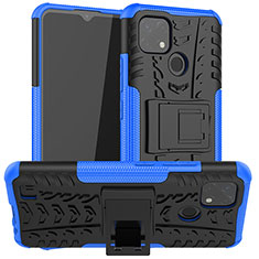 Silicone Matte Finish and Plastic Back Cover Case with Stand JX2 for Realme C20A Blue