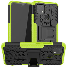 Silicone Matte Finish and Plastic Back Cover Case with Stand JX2 for Realme C20A Green