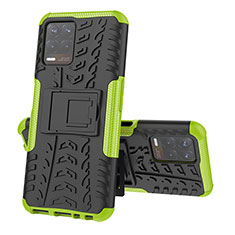 Silicone Matte Finish and Plastic Back Cover Case with Stand JX2 for Realme Narzo 50 4G Green