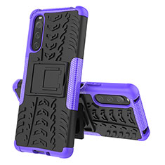 Silicone Matte Finish and Plastic Back Cover Case with Stand JX2 for Sony Xperia 10 IV SO-52C Purple