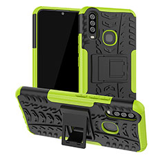 Silicone Matte Finish and Plastic Back Cover Case with Stand JX2 for Vivo Y17 Green