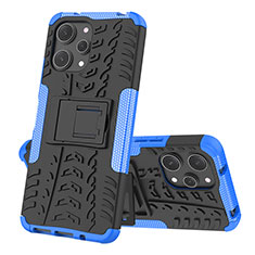 Silicone Matte Finish and Plastic Back Cover Case with Stand JX2 for Xiaomi Redmi 12 4G Blue