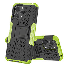 Silicone Matte Finish and Plastic Back Cover Case with Stand JX2 for Xiaomi Redmi 12 4G Green