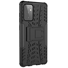 Silicone Matte Finish and Plastic Back Cover Case with Stand JX3 for Samsung Galaxy A72 4G Black