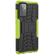 Silicone Matte Finish and Plastic Back Cover Case with Stand JX3 for Samsung Galaxy A72 4G Green