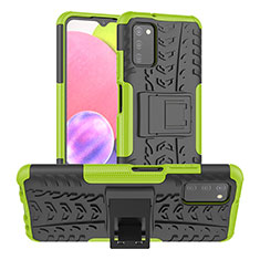 Silicone Matte Finish and Plastic Back Cover Case with Stand JX3 for Samsung Galaxy M02s Green