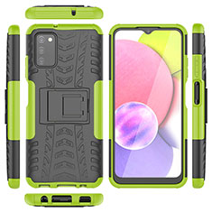 Silicone Matte Finish and Plastic Back Cover Case with Stand JX5 for Samsung Galaxy F02S SM-E025F Green