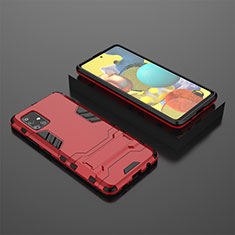 Silicone Matte Finish and Plastic Back Cover Case with Stand KC1 for Samsung Galaxy M40S Red