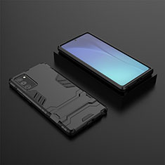Silicone Matte Finish and Plastic Back Cover Case with Stand KC1 for Samsung Galaxy Note 20 5G Black