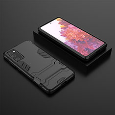 Silicone Matte Finish and Plastic Back Cover Case with Stand KC1 for Samsung Galaxy S20 FE (2022) 5G Black