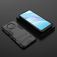 Silicone Matte Finish and Plastic Back Cover Case with Stand KC1 for Xiaomi Mi 10i 5G Black