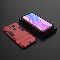 Silicone Matte Finish and Plastic Back Cover Case with Stand KC1 for Xiaomi Poco M2 Red