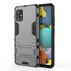 Silicone Matte Finish and Plastic Back Cover Case with Stand KC2 for Samsung Galaxy M40S Gray