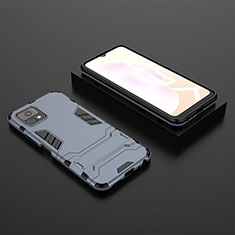 Silicone Matte Finish and Plastic Back Cover Case with Stand KC2 for Vivo Y31s 5G Blue