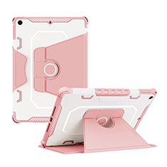 Silicone Matte Finish and Plastic Back Cover Case with Stand L04 for Apple iPad 10.2 (2021) Pink