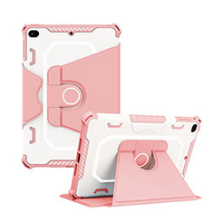 Silicone Matte Finish and Plastic Back Cover Case with Stand L04 for Apple iPad Mini 4 Pink