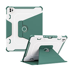 Silicone Matte Finish and Plastic Back Cover Case with Stand L04 for Apple iPad Pro 12.9 (2021) Green