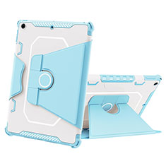 Silicone Matte Finish and Plastic Back Cover Case with Stand L05 for Apple iPad 10.2 (2019) Blue