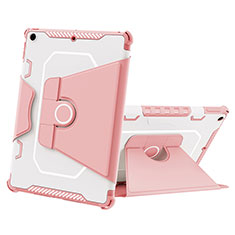 Silicone Matte Finish and Plastic Back Cover Case with Stand L05 for Apple iPad 10.2 (2019) Pink