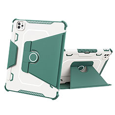 Silicone Matte Finish and Plastic Back Cover Case with Stand L05 for Apple iPad Pro 11 (2021) Green