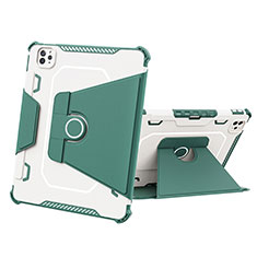 Silicone Matte Finish and Plastic Back Cover Case with Stand L05 for Apple iPad Pro 11 (2022) Green