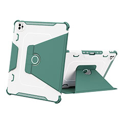 Silicone Matte Finish and Plastic Back Cover Case with Stand L05 for Apple iPad Pro 12.9 (2021) Green