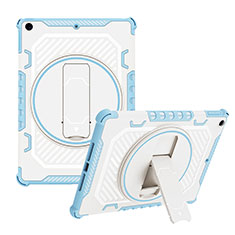 Silicone Matte Finish and Plastic Back Cover Case with Stand L08 for Apple iPad 10.2 (2020) Blue