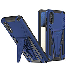 Silicone Matte Finish and Plastic Back Cover Case with Stand MQ1 for Samsung Galaxy A02 Blue