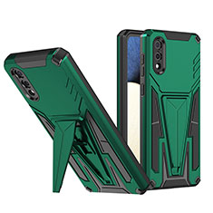 Silicone Matte Finish and Plastic Back Cover Case with Stand MQ1 for Samsung Galaxy A02 Green