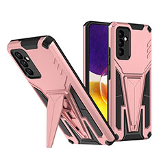 Silicone Matte Finish and Plastic Back Cover Case with Stand MQ1 for Samsung Galaxy A34 5G Rose Gold