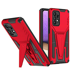 Silicone Matte Finish and Plastic Back Cover Case with Stand MQ1 for Samsung Galaxy A52 5G Red
