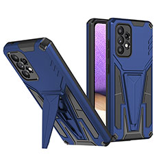Silicone Matte Finish and Plastic Back Cover Case with Stand MQ1 for Samsung Galaxy A52s 5G Blue