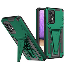 Silicone Matte Finish and Plastic Back Cover Case with Stand MQ1 for Samsung Galaxy A52s 5G Green