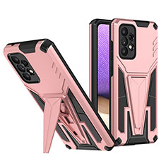 Silicone Matte Finish and Plastic Back Cover Case with Stand MQ1 for Samsung Galaxy A52s 5G Rose Gold