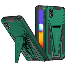 Silicone Matte Finish and Plastic Back Cover Case with Stand MQ1 for Samsung Galaxy M01 Core Green