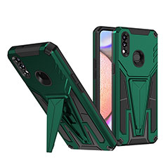 Silicone Matte Finish and Plastic Back Cover Case with Stand MQ1 for Samsung Galaxy M01s Green