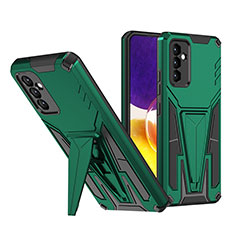 Silicone Matte Finish and Plastic Back Cover Case with Stand MQ1 for Samsung Galaxy M14 5G Green