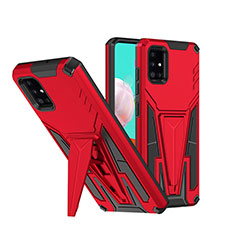 Silicone Matte Finish and Plastic Back Cover Case with Stand MQ1 for Samsung Galaxy M40S Red