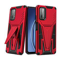 Silicone Matte Finish and Plastic Back Cover Case with Stand MQ1 for Xiaomi Redmi 9 Power Red