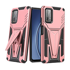 Silicone Matte Finish and Plastic Back Cover Case with Stand MQ1 for Xiaomi Redmi 9 Power Rose Gold