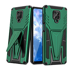 Silicone Matte Finish and Plastic Back Cover Case with Stand MQ1 for Xiaomi Redmi Note 9 Pro Max Green